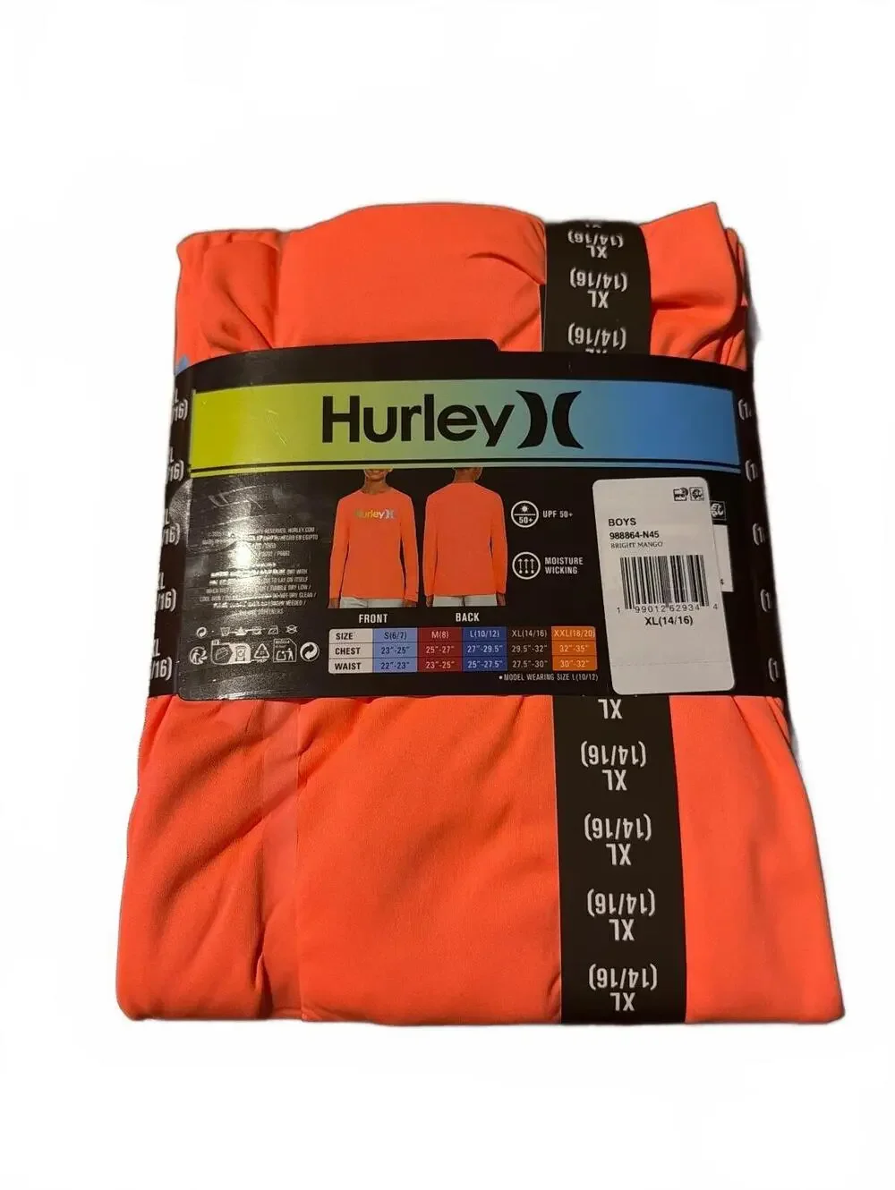 Hurley Boys XL (14/16) Long Sleeve UPF 50+ Swim Top - Moisture Wicking